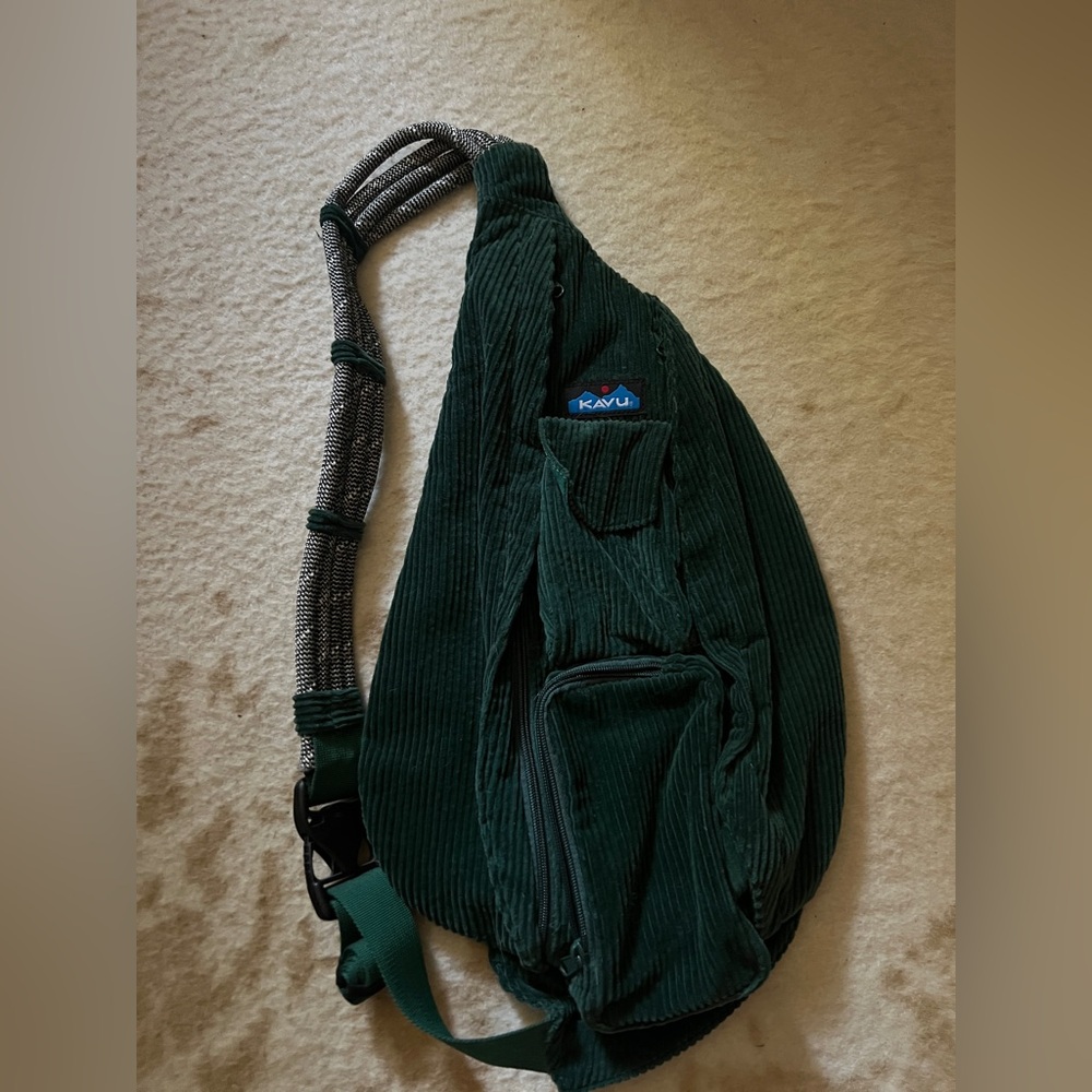Kavu Dark Green Corduroy Sling Bag